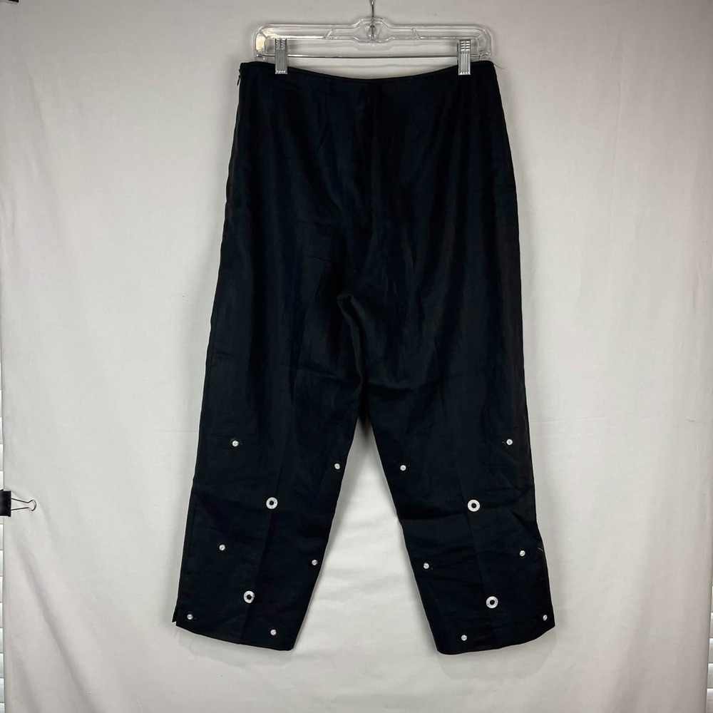 EUC Peter Martin Womens Black 100% Linen Crop Pants Size 8